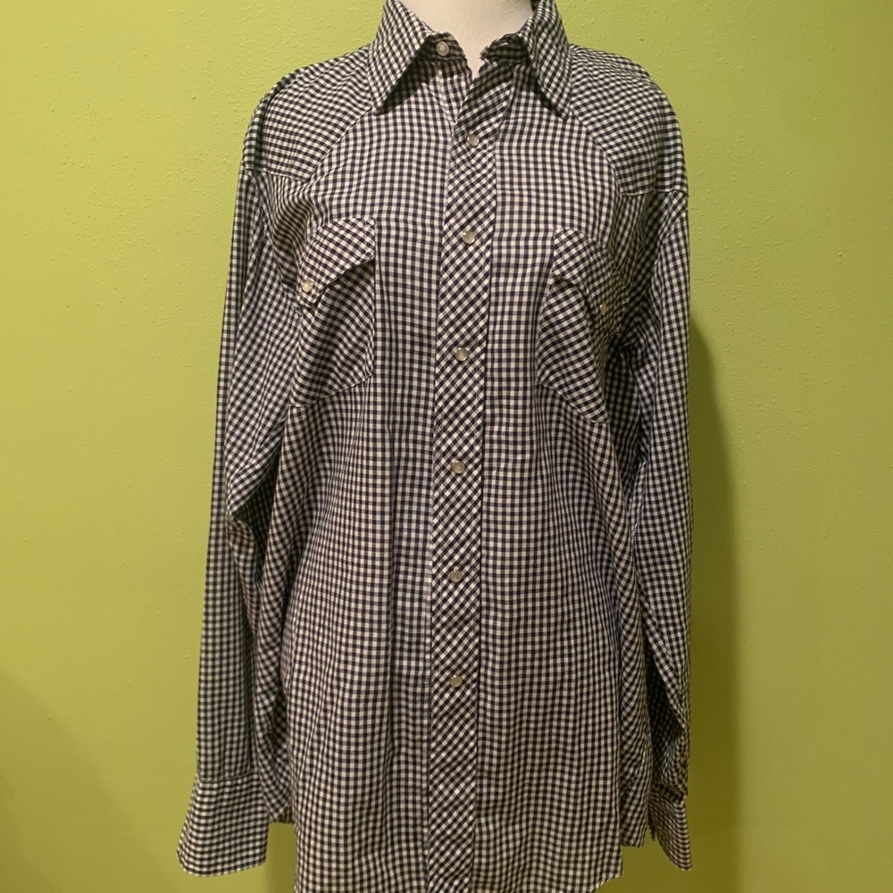 Vintage long sleeve gingham plaid shirt